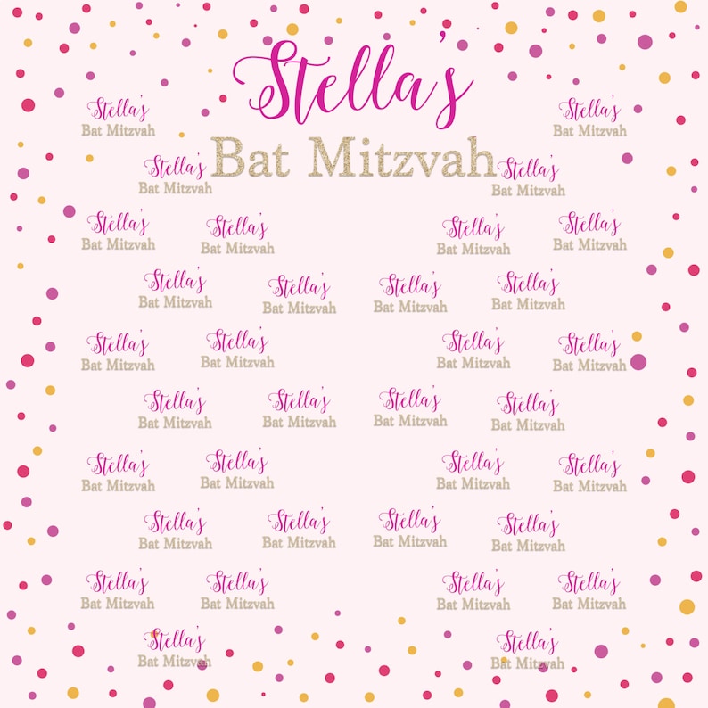 Birthday Confetti Party Personalized Photo Backdrop Bat Mitzvah Photo Backdrop 13th Birthday Photo Backdrop, Printed Photo Backdrop image 2