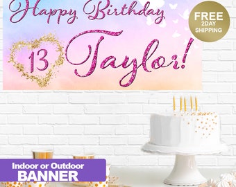 Happy Birthday Banner| 13th Birthday Banner | Personalized Birthday Banner | Lover Birthday Banner | Indoor or Outdoor Banner | Era Banner