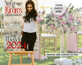 Graduation Photo Welcome Sign - Grad Party Welcome Sign - Welcome Sign Congrats, Foam Board Sign, Welcome to the Party Sign, Class of 2024