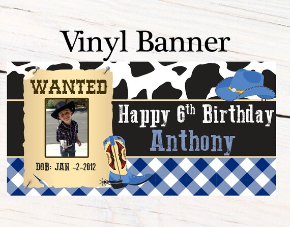 Western Cowboy Banner Personalized Party Banners Photo Etsy