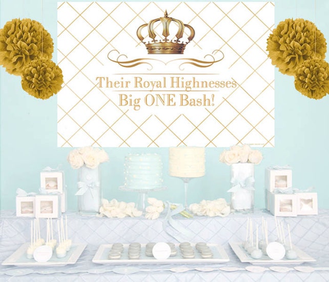 Royal Birthday Bash Personalize Backdrop Baby Shower Cake Table
