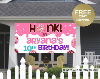 HONK Birthday Banner | Personalized Birthday Banner | Lawn Birthday Banner | Yard Banner | Quarantine Birthday Banner, Lawn Banner | Donut