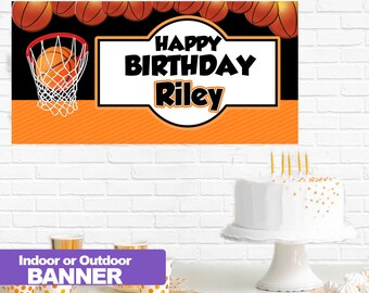 Basketball Party Banner ~ Personalize Party Banners - Sports Banner - Birthday Banner - Vinyl Banners - Printed Banners