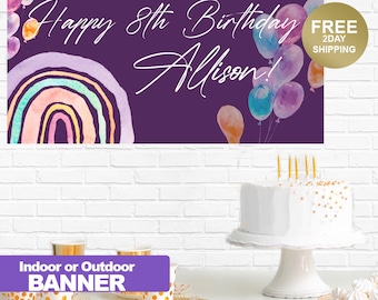 Happy Birthday Banner| Birthday Banner | Personalized Birthday Banner | Rainbow Birthday Banner | Indoor or Outdoor Banner | Custom Banner