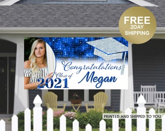 Class of 2021 Graduation Photo Banner ~ Congrats Grad Personalized Party Banners -School Colors Graduation Banner, Graduation Yard Banner