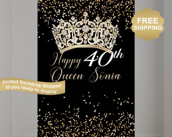 40th Birthday Personalized Photo Backdrop, Birthday Photo Backdrop, Birthday Queen Backdrop, Photo Booth Printed Backdrop, Princess Backdrop