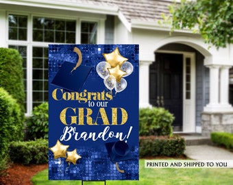 Class of 2023 Graduation Photo Yard Sign - High School Senior Welcome Sign, Welcome Sign Congrats, Grad Lawn Sign, Graduation Yard Sign,Blue