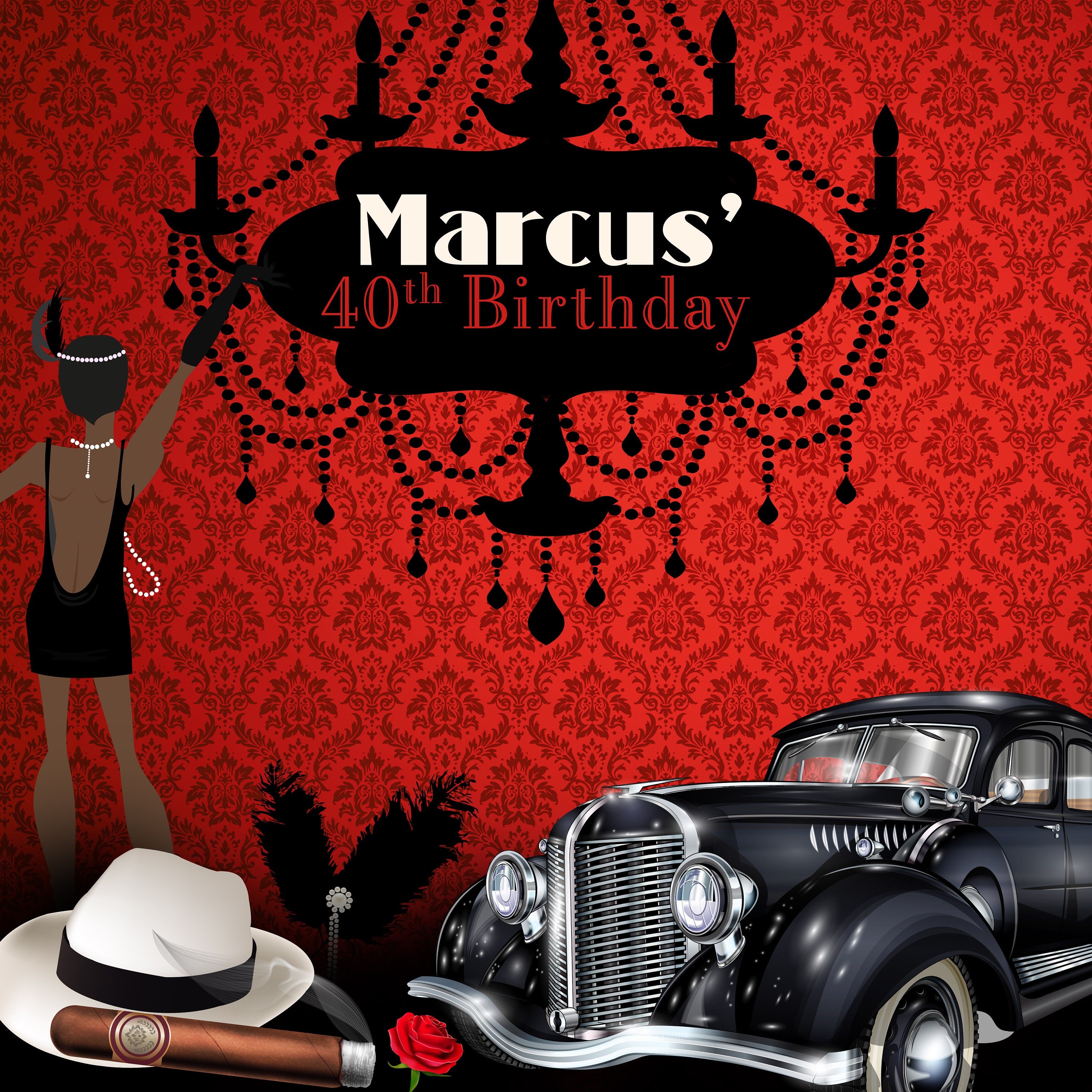Gangster Party Personalized Photo Backdrop | Mafia Photo Backdrop
