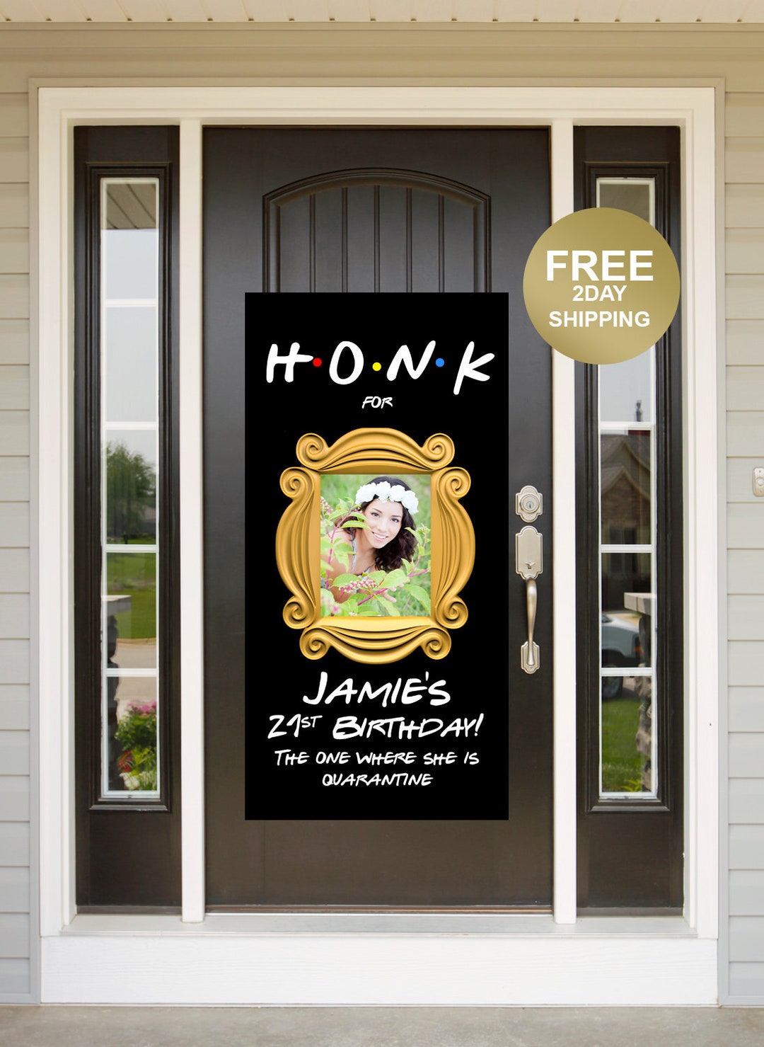 Glitzer-Banner "Que Ta Quarantaine Repose En Paix" – Geburtstagsdeko Für 50. Geburtstag, Goldene Pailletten