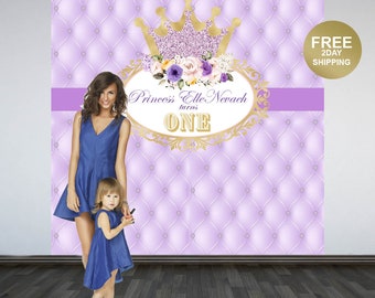 Princess Personalized Photo Backdrop | Ryal Princess Photo Backdrop | Birthday Photo Backdrop - 1st Birthday Backdrop | Printed Backdrop