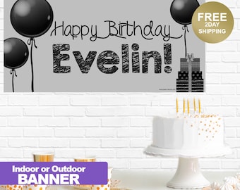 Happy Birthday Banner| Birthday Banner | Personalized Birthday Banner | Balloon Birthday Banner | Custom Banner | Indoor or Outdoor Banner