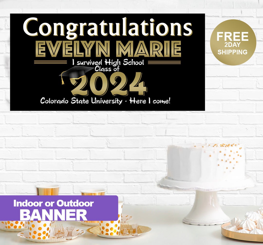 Class of 2024 Graduation Banner Congrats Grad Personalized Party