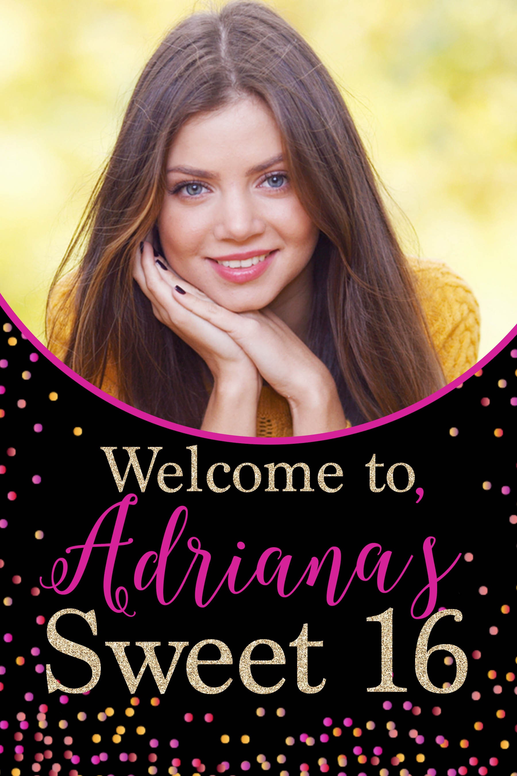 Sweet Sixteen Photo Sign, Hot Pink Sparkle Sign, Sweet 16