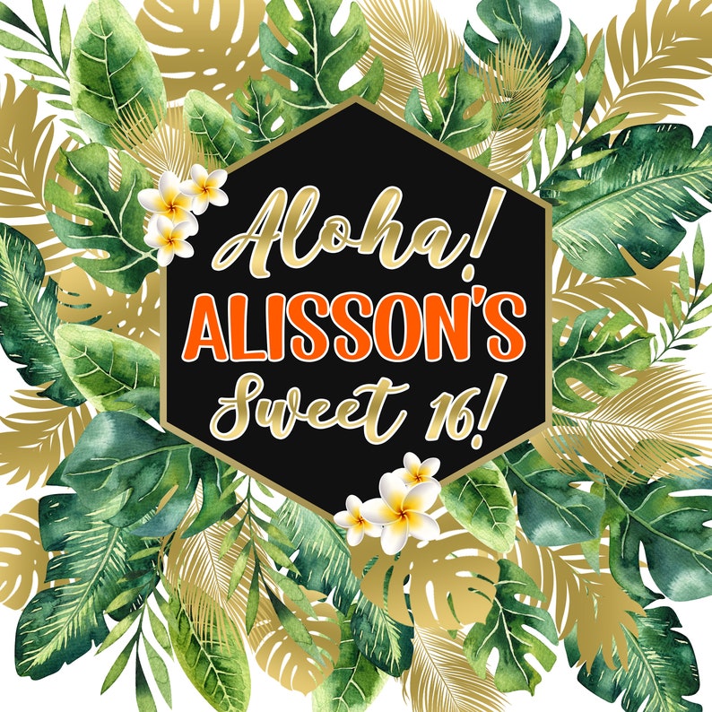 Summer Photo Backdrop Green Floral Backdrop Aloha Party Personalized Photo Backdrop Printed Backdrop Tropical Birthday Backdrop