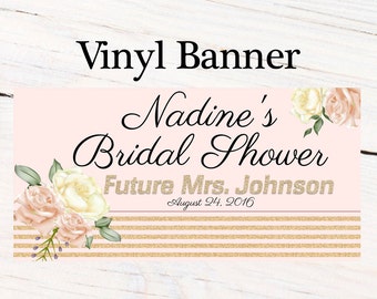 Wedding Bloom Party Vinyl Banner  ~ Wedding Shower Personalize Party Banners - Bridal Shower Banner