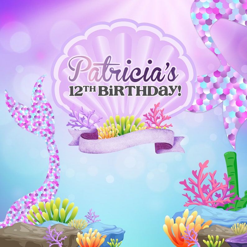 Mermaid Tails Backdrop Birthday Backdrop Mermaid Backdrop Under the Sea Fun Party Photo Backdrop Mermaid Personalized Photo Backdrop