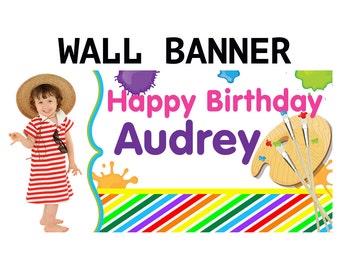 Painting Party Banner ~ Personalized Party Banners, Birthday Party Banner, Photo Painters Pallet Banner, Custom Banners, Printed Banner