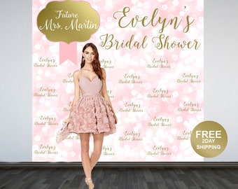 Bridal Shower Sparkle Personalized Photo Backdrop -Wedding Shower Party Photo Backdrop- Printed Photo Backdrop -Step and Repeat Backdrop
