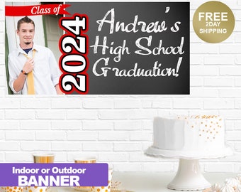 Class of 2024 Graduation Photo Banner ~ Congratulations Personalized Party Banners - Grad Party Banners, Graduation Banner, Printed Banner