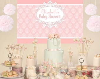 Vintage Personalized Party Backdrop - Birthday Cake Table Backdrop - Baby Shower Backdrop, Royal Backdrop, Birthday Backdrop, Photo Backdrop