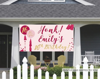 Birthday Banner | Personalized Birthday Banner | 13th Birthday Vinyl Banner | HONK Birthday Banner | Quarantine Birthday Banner, Lawn Banner