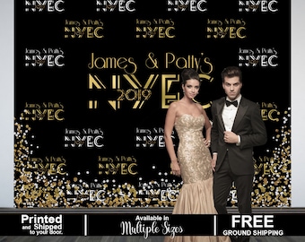 New Years Eve Personalized Photo Backdrop - 2019 New Year Photo Backdrop- Step and Repeat Photo Backdrop, New Year's Party Photo Backdrop