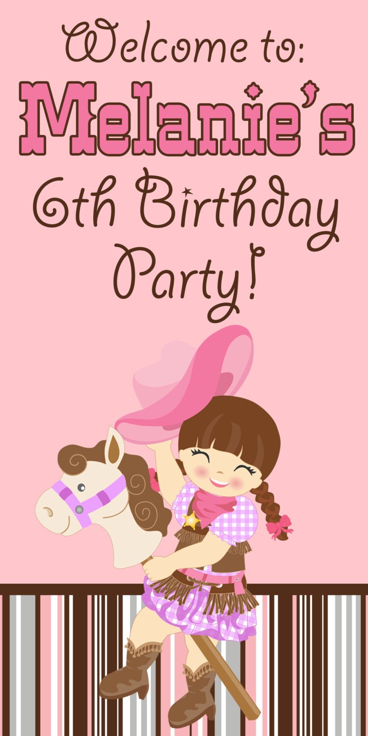 Cowgirl Western Birthday Party Banner Indoor Outdoor Cowgirl Western Banner