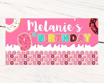 Donut Grow Up Banner ~ Personalized Party Banner ~ Donut Party Birthday Banner, Printed Birthday Banner, Vinyl Birthday Banner, Donut Party