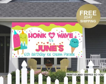 Birthday Banner | Personalized Birthday Banner | Ice Cream Parade Banner | Custom Banner | HONK Birthday Banner | Quarantine Birthday Banner