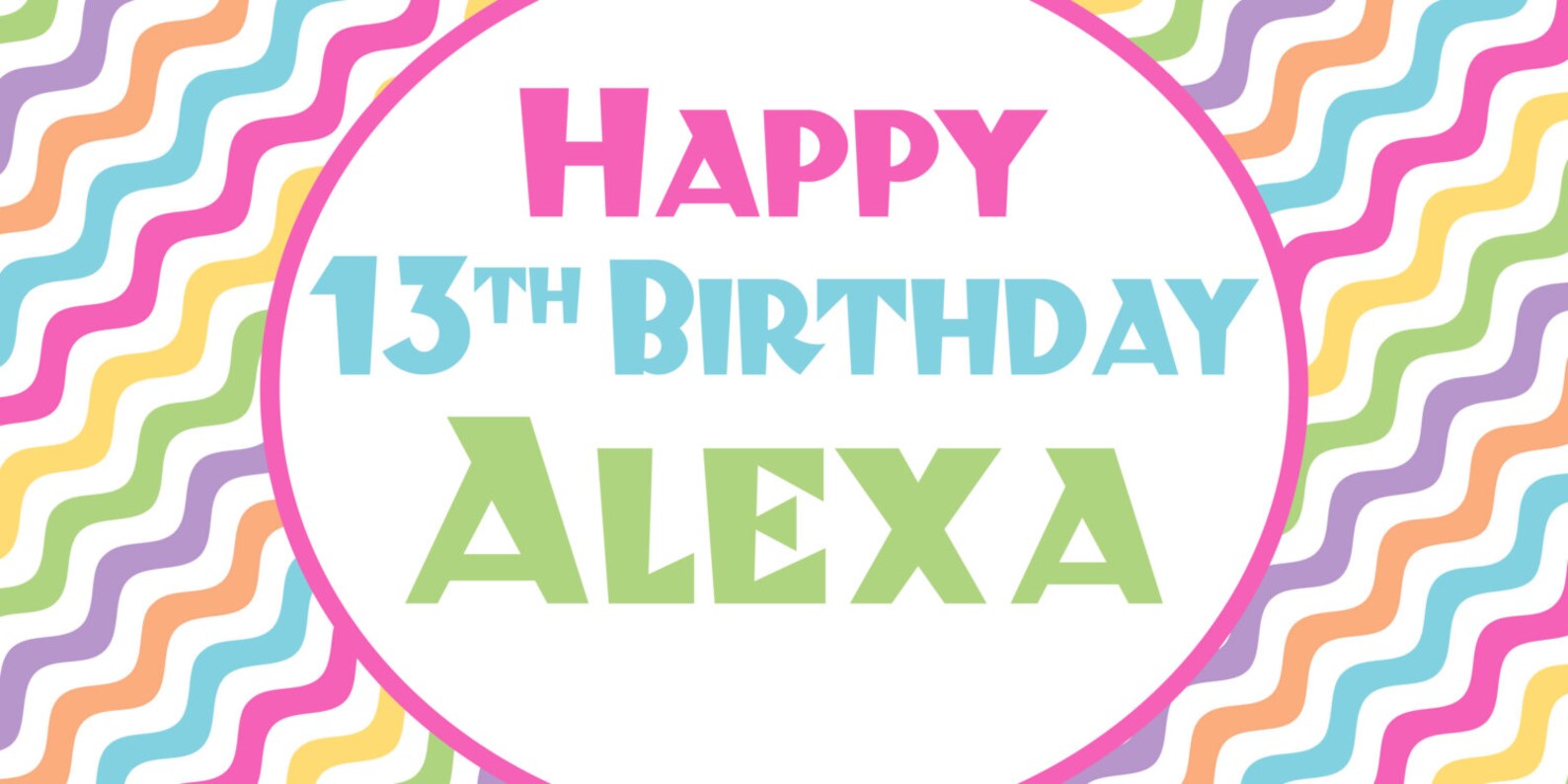 Happy 13th Birthday Banner Personalized Party Cool Waves | Etsy