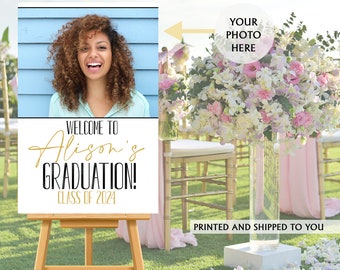 Class of 2024 Graduation Photo Welcome Sign | Grad Party Welcome Sign | Foam Board Sign | Graduation Party Sign, Modern Grad Foam Board Sign