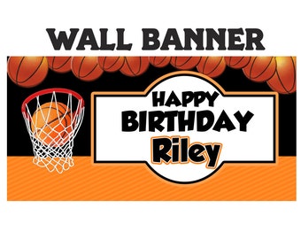 Basketball Party Banner ~ Personalize Party Banners - Sports Banner - Birthday Banner - Vinyl Banners - Printed Banners