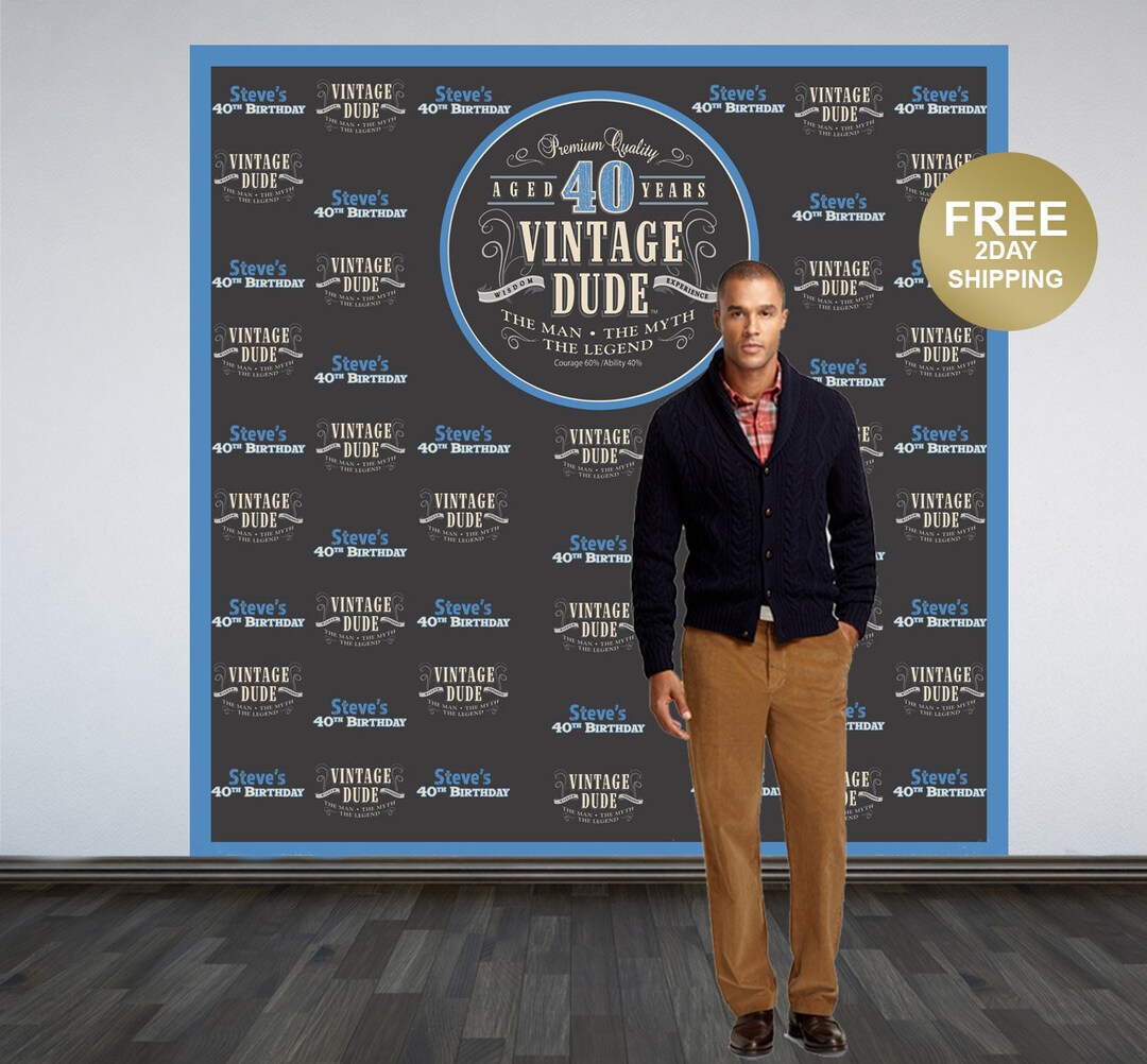 Vintage Dude Photo Backdrop Personalized Photo Backdrop Photo Booth