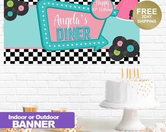 Happy Birthday Banner| Birthday Banner | Personalized Birthday Banner | Sock Hop Birthday Banner | Indoor or Outdoor Banner | Custom Banner