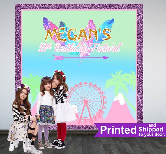 Music Festival Party Personalized Photo Backdrop Boho Chic Etsy