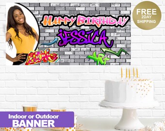 Happy Birthday Banner | Graffiti Birthday Banner | 90s Birthday Banner | Printed Party Banner | Retro Birthday Banner | Custom Banner