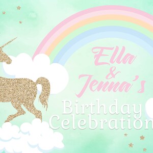 Unicorn Glitter Personalized Party Backdrop, First Birthday Backdrop, Baby Shower Backdrop, Unicorn Photo Backdrop, Birthday Backdrop image 2