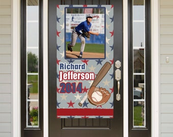 Baseball Birthday Door Banner, Personalized Sports Photo Banner, Welcome to the Party Banner, Birthday Banner, Vinyl Banner, Senior Banner