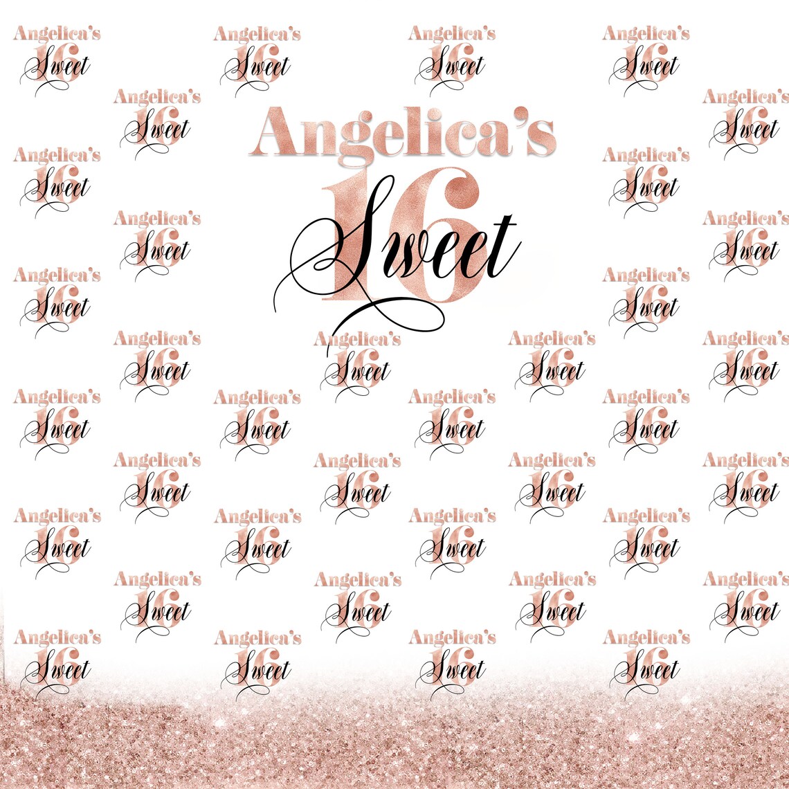 Sweet 16 8x8 Photo Backdrop Rose Gold Photo Backdrop 16th Etsy