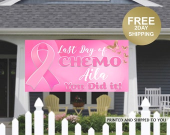 Last Day of Chemo Banner - I Finished Chemo Banner - Cancer Sucks Banner - Cancer Banner - Personalized Banner - Lawn Banner