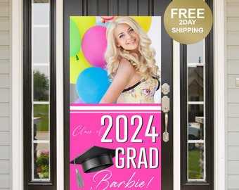 Grad Door Banner | Graduation Banner | Graduation Door Banner | Class of 2024 | Grad Photo Yard Banner | Pink Grad Banner | Congrats Grad