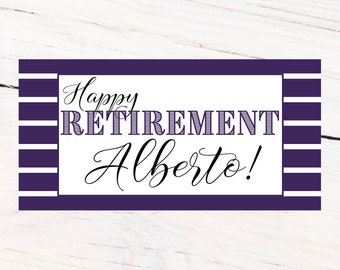 Happy Retirement Banner ~ Personalized Party Banner- Retirement Party Banner, Congratulations Banner, Printed Vinyl Banner, Purple Banner