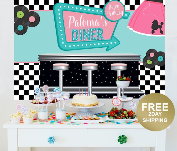 Personalised 50s Party Fifties Rock Roll Edible Icing Birthday