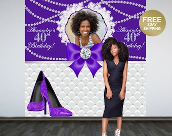 40th Birthday Photo Backdrop | Fashion Heels Photo Backdrop | 50th Birthday Backdrop | Diamonds Photo Booth Backdrop | Birthday Backdrop