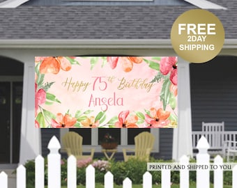 Birthday Banner | Personalized Birthday Banner | Lawn Birthday Banner | Yard Banner | Quarantine Birthday Banner | Floral Birthday Banner