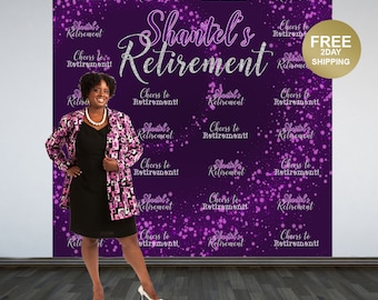Retirement Party Personalized Photo Backdrop | Cheers to Retirement Step and Repeat Photo Backdrop | Birthday Backdrop | Retirement Backdrop