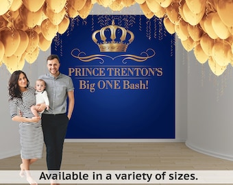 Royal Prince Birthday Party Personalized Photo Backdrop - First Birthday Photo Backdrop- Photo Booth Backdrop, Royal Baby Shower Backdrop