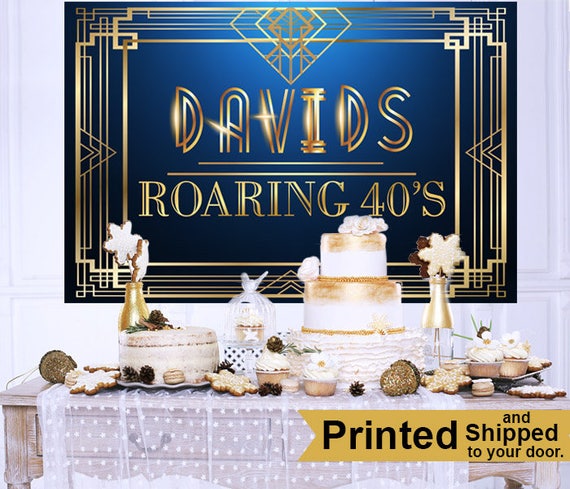 Custom Backdrop Roaring 20/'s Personalized Backdrop Printed Great Gatsby Backdrop 40th Birthday Backdrop Birthday Cake Table Backdrop