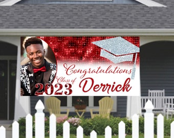 Class of 2023 Graduation Photo Banner ~ Congrats Grad Personalized Party Banners -School Colors Graduation Banner, Graduation Yard Banner
