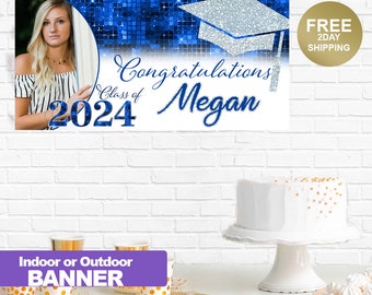 Class of 2024 Graduation Photo Banner ~ Congrats Grad Personalized Party Banners -School Colors Graduation Banner, Graduation Yard Banner